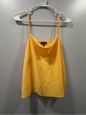 TOPSHOP Yellow Spaghetti Strap Cami Top drape neckline size 6 fits M